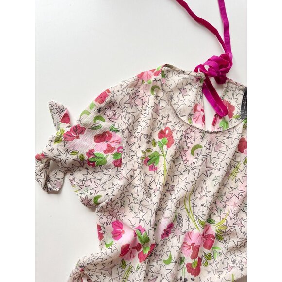 ZARA Off White Floral Star Print Crinkle Chiffon Fit & Flare Midi Dress, Size S - Picture 8 of 15